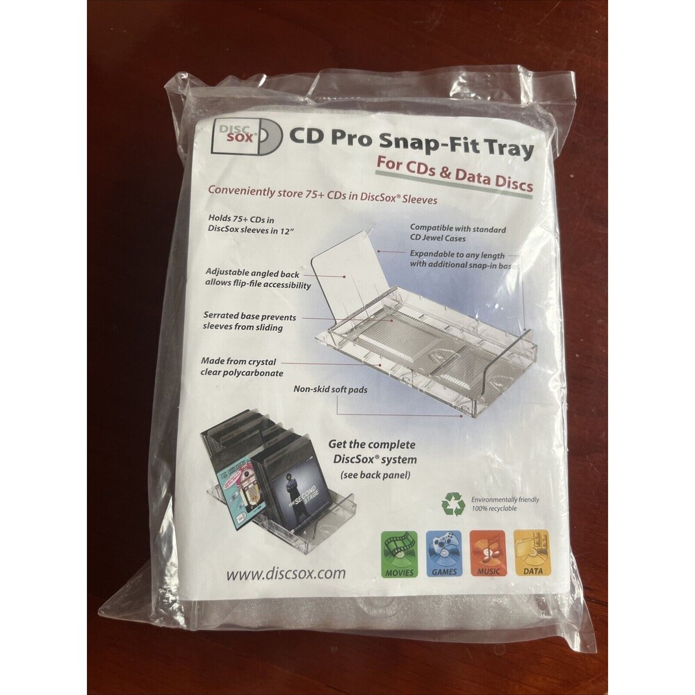 DiscSox CD Pro Snap-Fit Tray Disc Holder Holds 75+ Movies Games Music‎ Data NEW